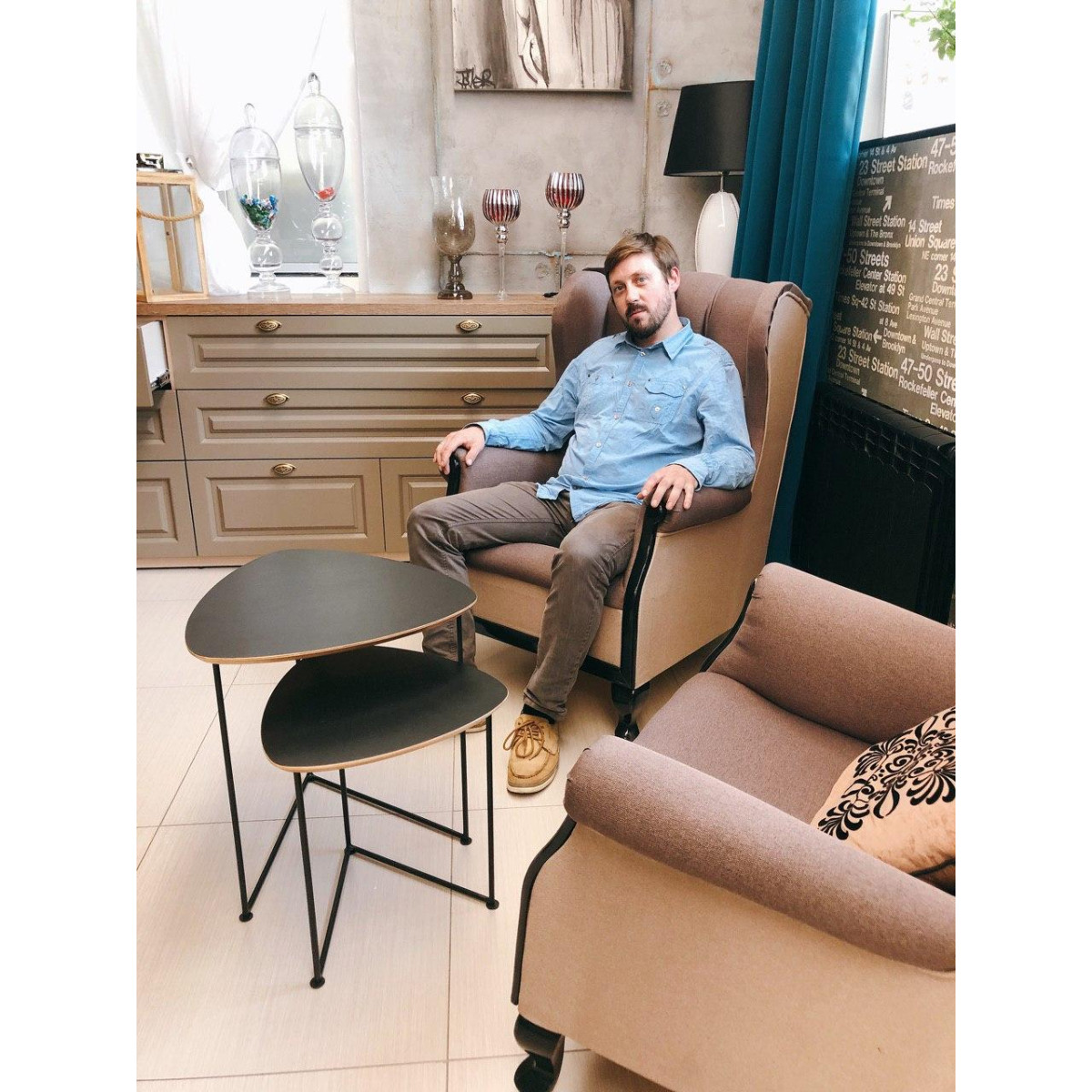 Журнальный столик в скандинавском стиле 2 в 1 РОБИН (black)